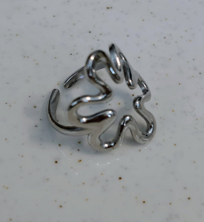 Anillo flor en acero inoxidable (regulable)