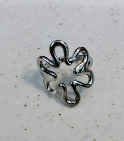 Anillo flor en acero inoxidable (regulable)