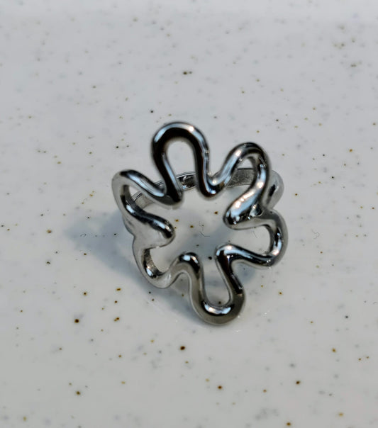 Flower ring in stainless steel (adjustable)