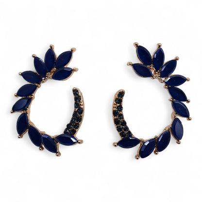 Vintage Crystal Hoop Earrings - Blue