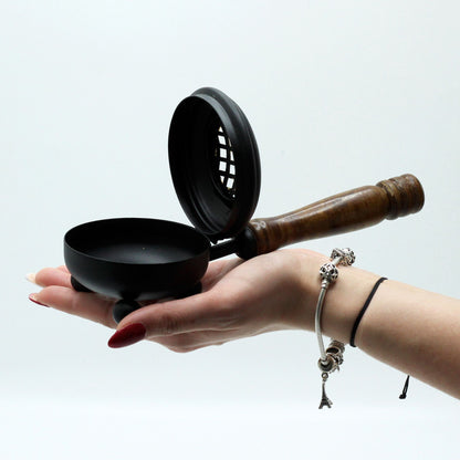 Medium iron incense burner - gold detail