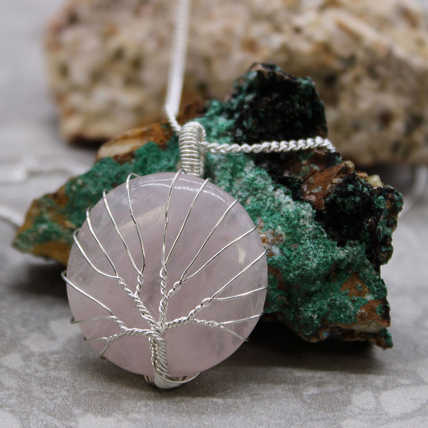Tree of Life Necklace - Rose Quartz