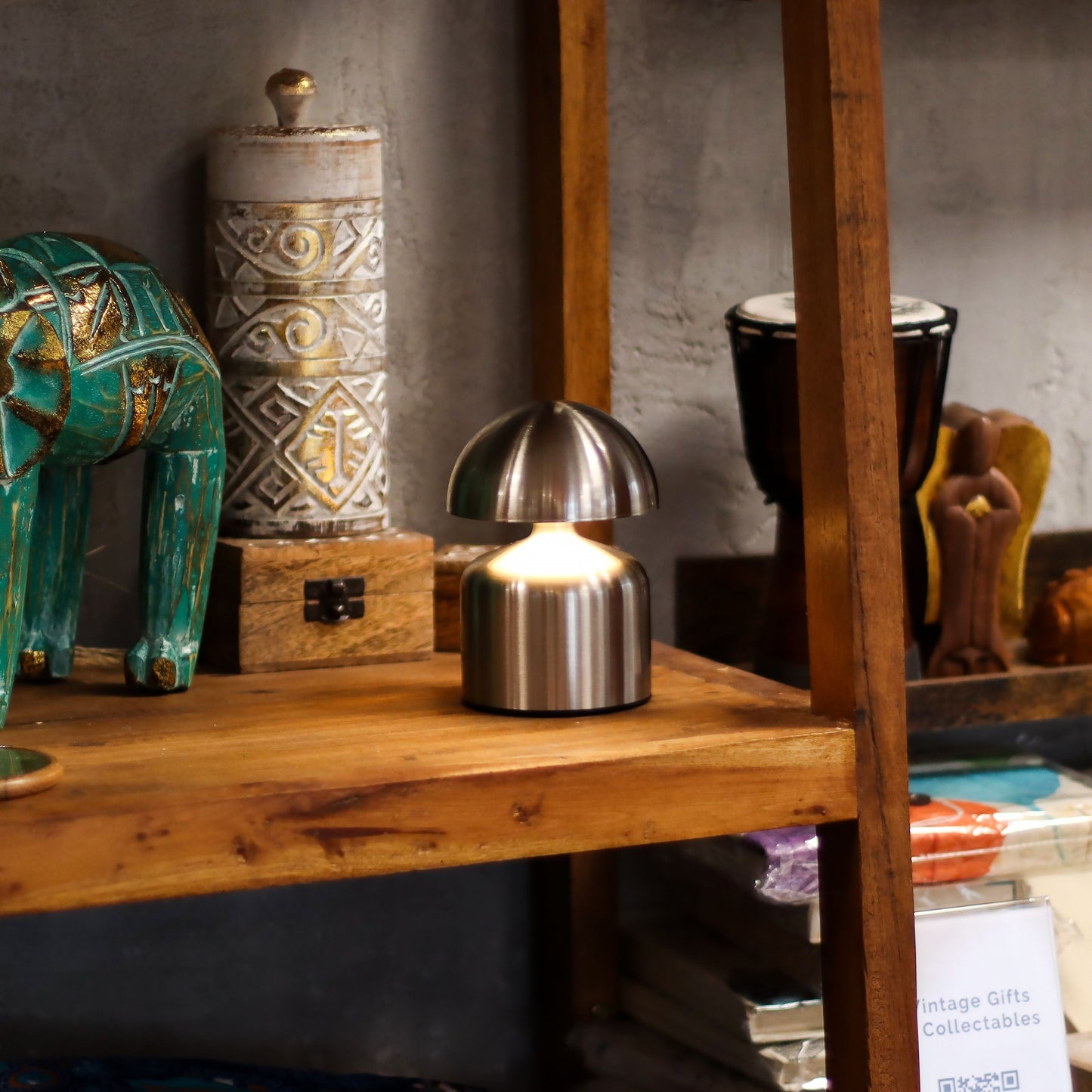 Lámpara táctil - Cúpula Champiñón Plateada - USB (C) - Recargable (400 Vatios)