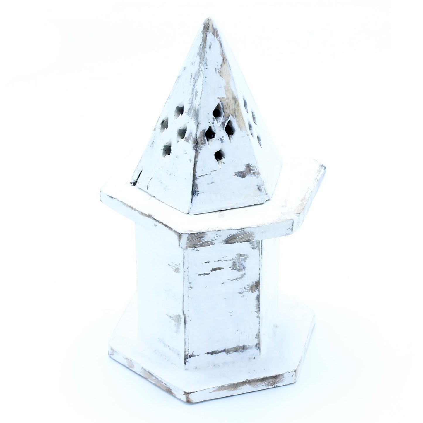 Incense Holder with White Finish - Mini Pyramid House