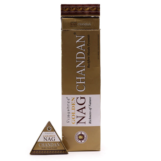 Jumbo Gold Nag Incense Cones - Chandan Reflux 42g