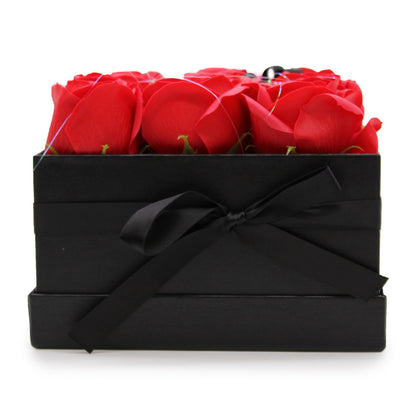 Gift Box - Soap Flower 9 Red Roses - Square