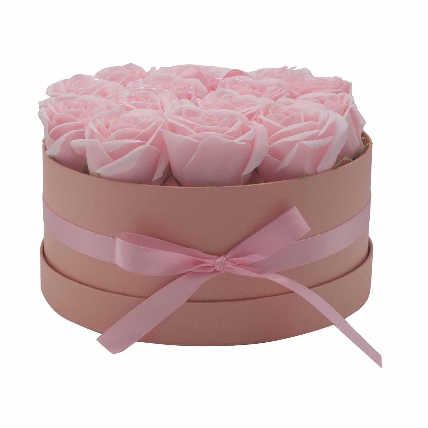 Gift Box - Soap Flower 14 Pink Roses - round