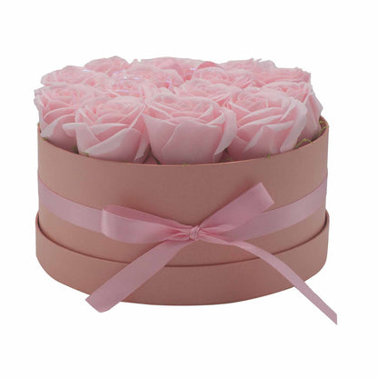 Gift Box - Soap Flower 14 Pink Roses - round