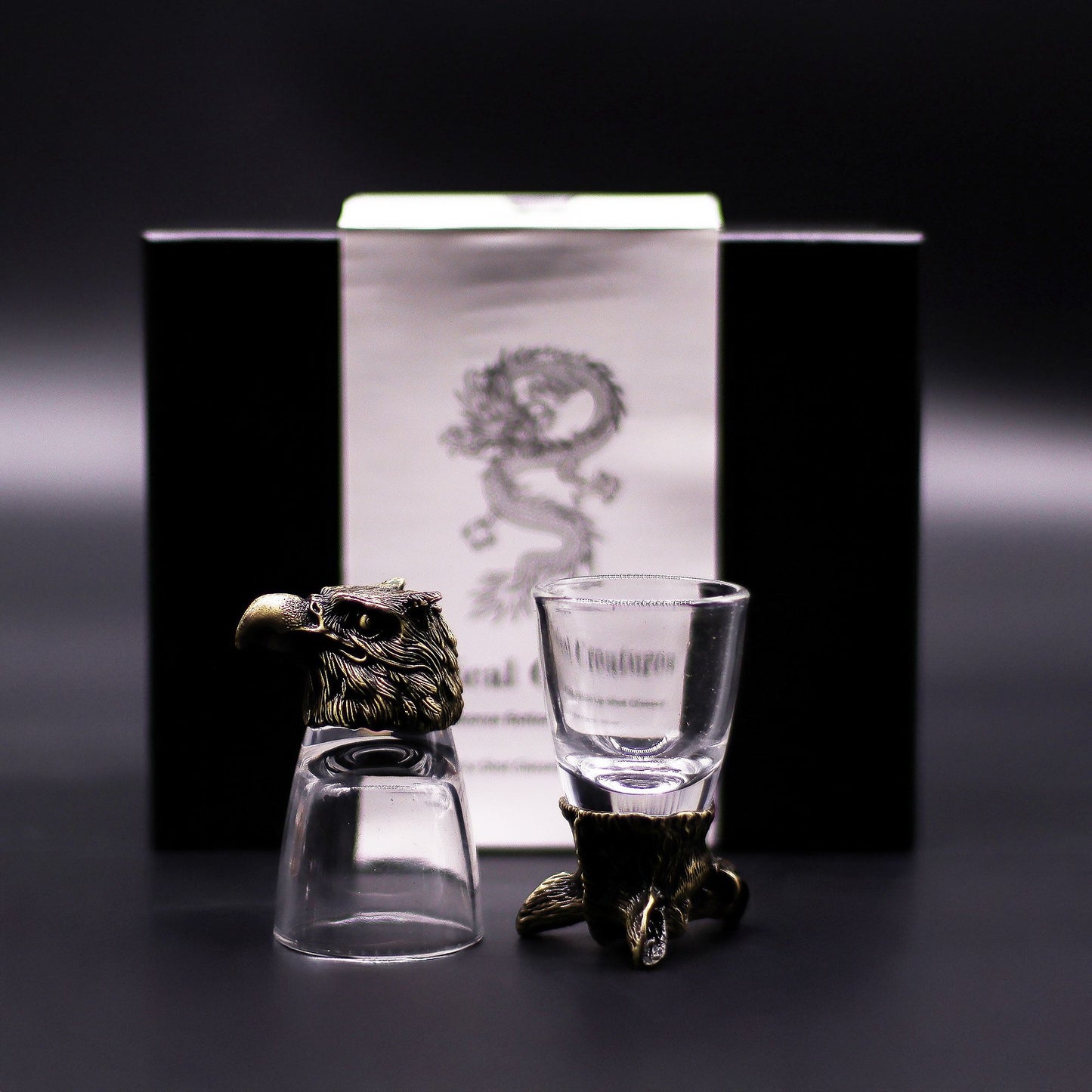 Gift set of 6 shot glasses (50 ml) - Wild Forest Creatures - Antique Bronze