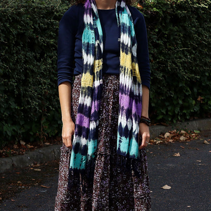 Arte Boho Java Estola/Bufanda - Rayas Múltiples - 62x200cm