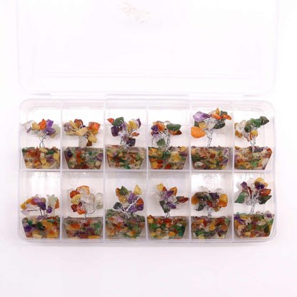 Mini arbre à pierres précieuses sur base en orgonite – Multi-pierres (15 pierres)