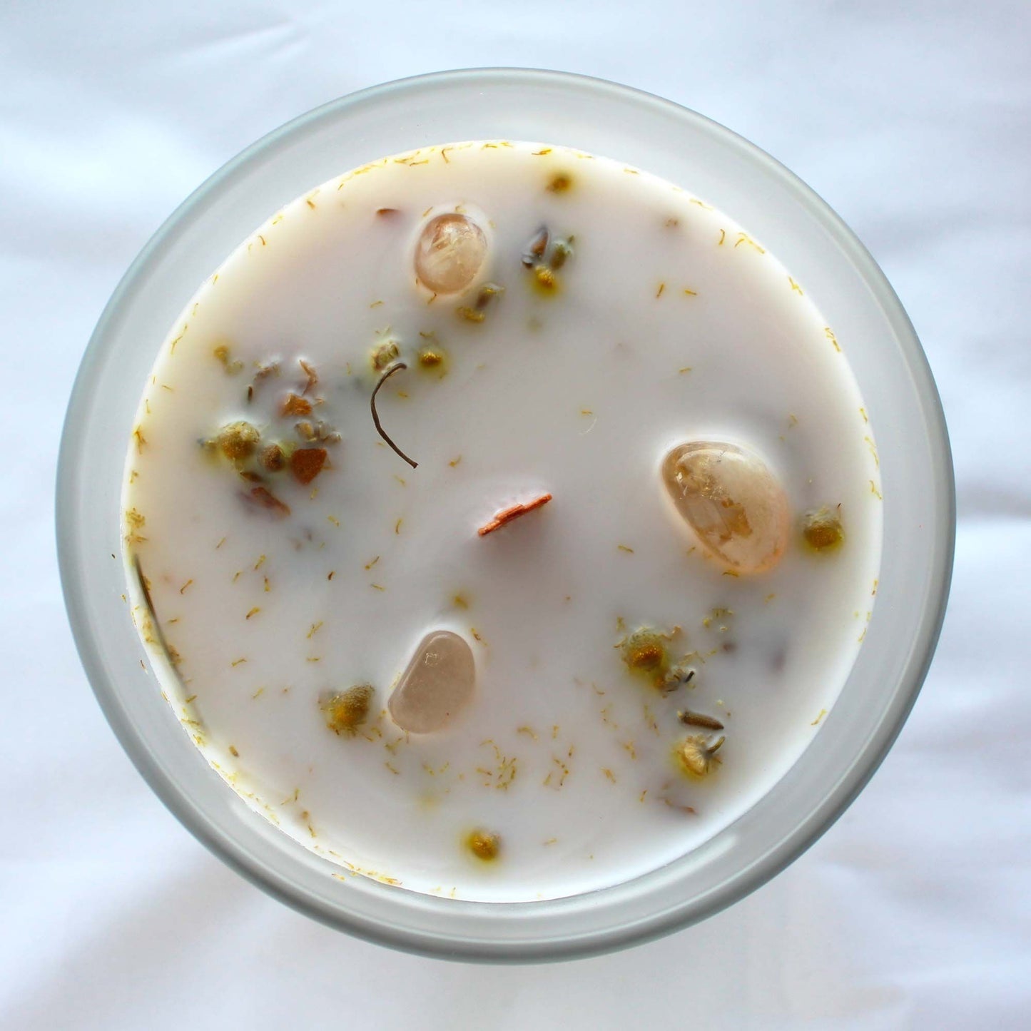 Green Tea Candle and Citrine Gemstone - Positivity