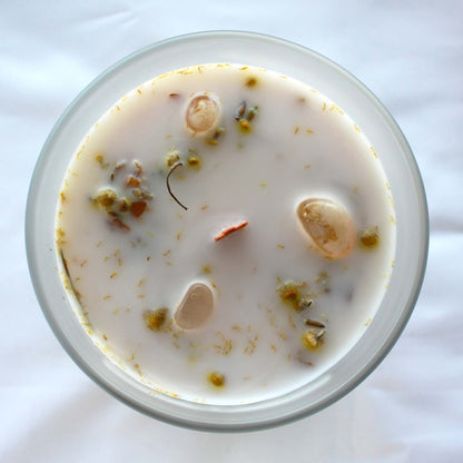 Green Tea Candle and Citrine Gemstone - Positivity