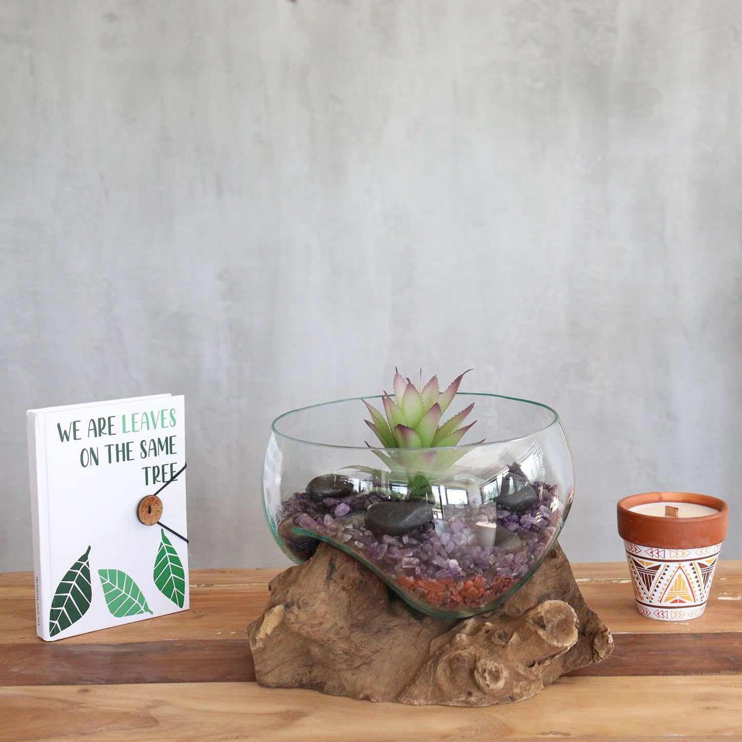 Vidrio Fundido Sobre Madera - Tazón grande Abierto