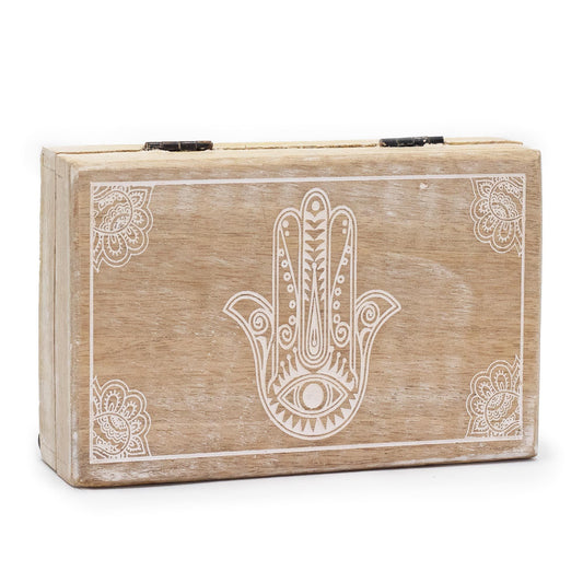 Caja rectangular grande 21.5x14x6.3cm - Hamsa Blanco