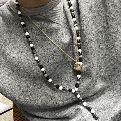 Ala de ángel / ágata gris - Collar de piedras preciosas