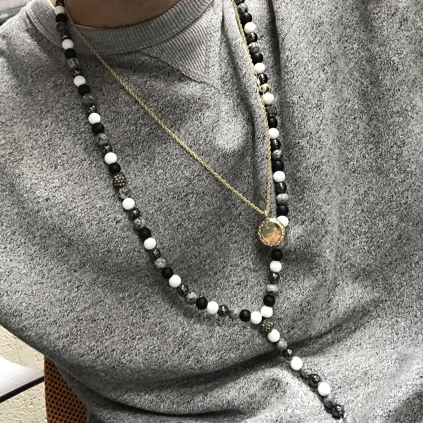 Angel wing / gemstone necklace