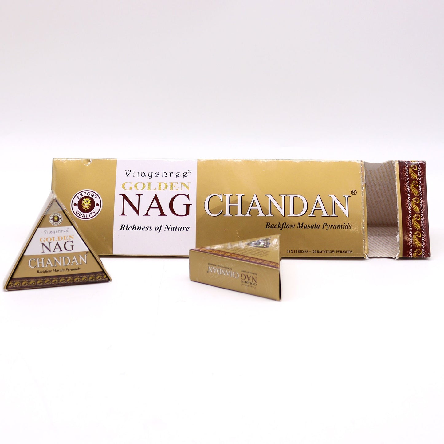 Jumbo Gold Nag Incense Cones - Chandan Reflux 42g