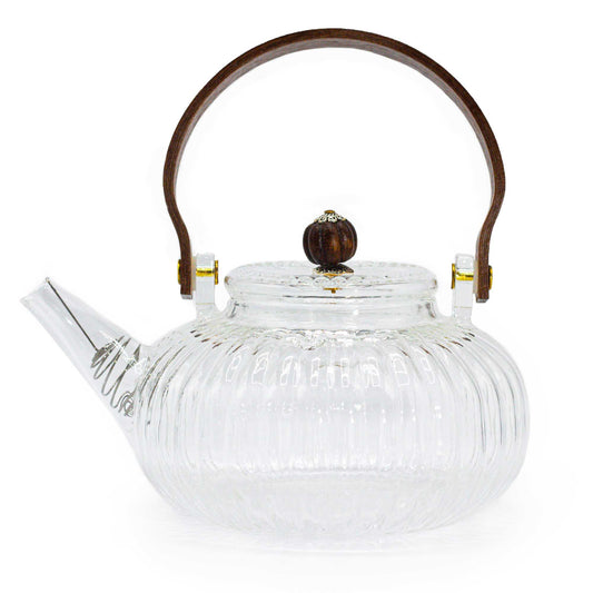 Glass Teapot with Infuser - Clear Ribbed Pearl - 850ml
