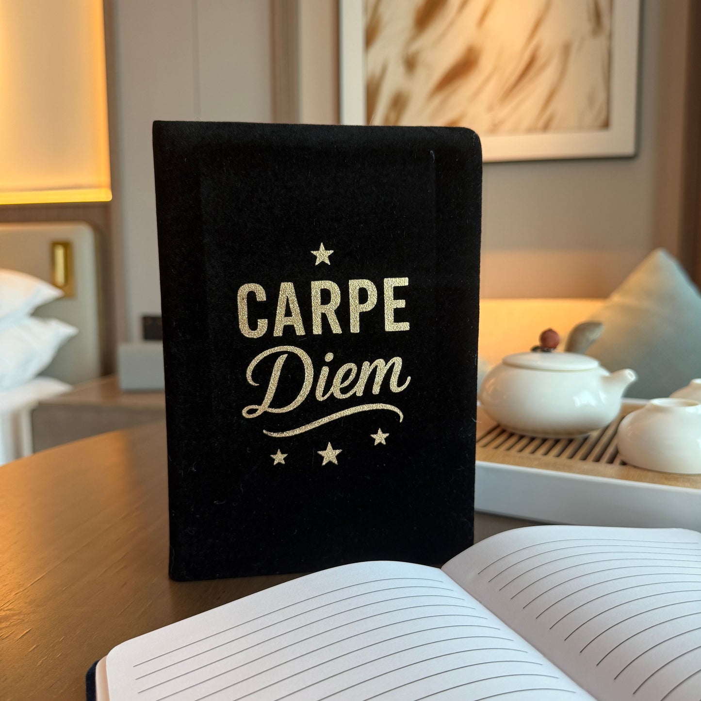 Black velvet notebook - 80 pages - Seize the day