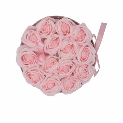Gift Box - Soap Flower 14 Pink Roses - round