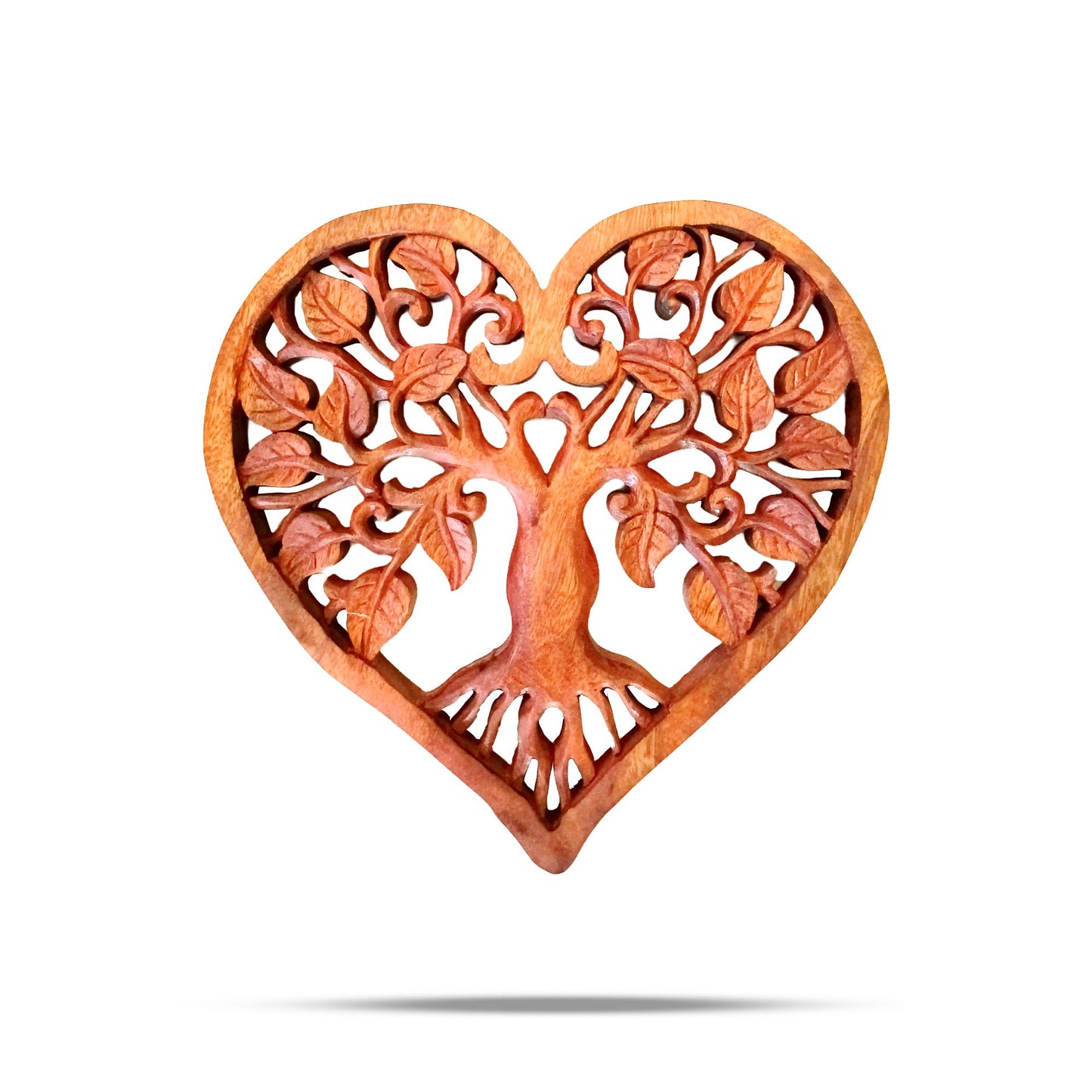 Heart-Shaped Wooden Decorative Panel with Tree of Life 30cm