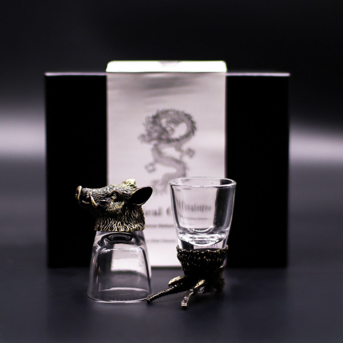 Gift set of 6 shot glasses (50 ml) - Wild Forest Creatures - Antique Bronze