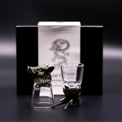 Gift set of 6 shot glasses (50 ml) - Wild Forest Creatures - Antique Bronze