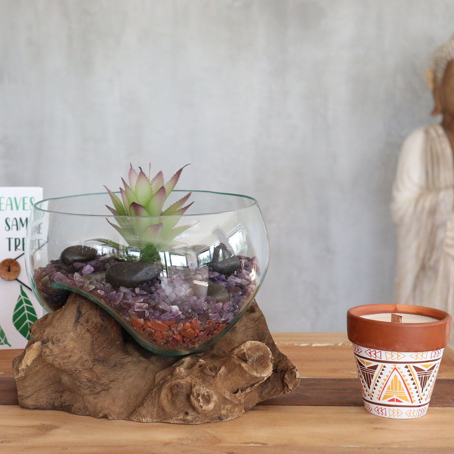 Vidrio Fundido Sobre Madera - Tazón grande Abierto