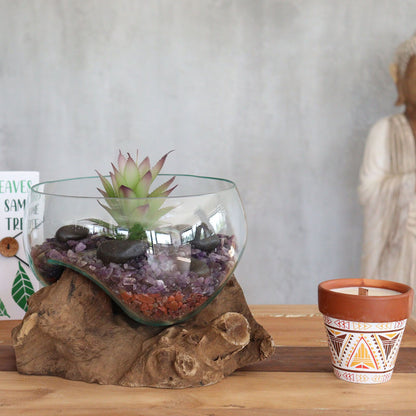 Vidrio Fundido Sobre Madera - Tazón grande Abierto