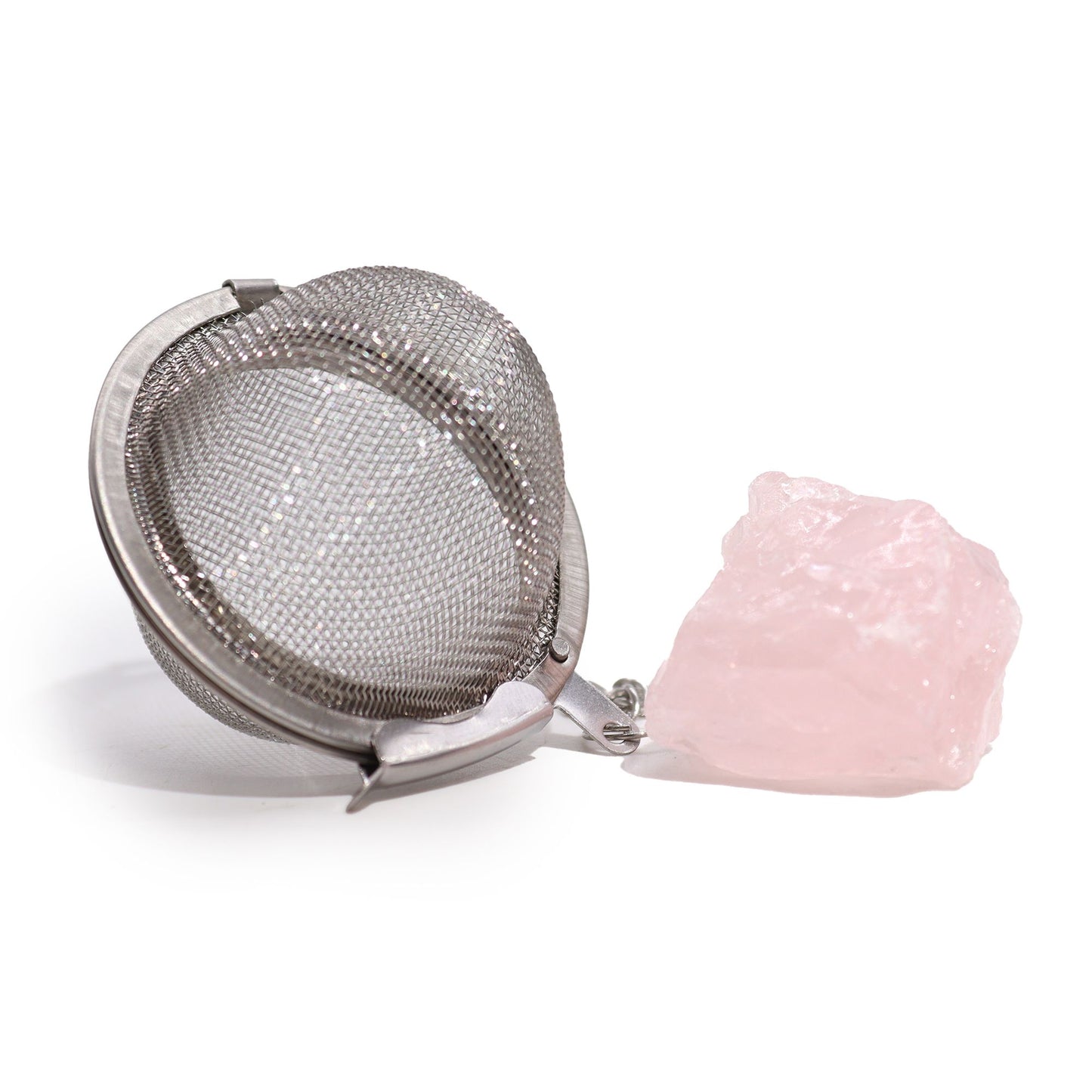 Colador de té de piedras preciosas de cristal crudo - Cuarzo rosa