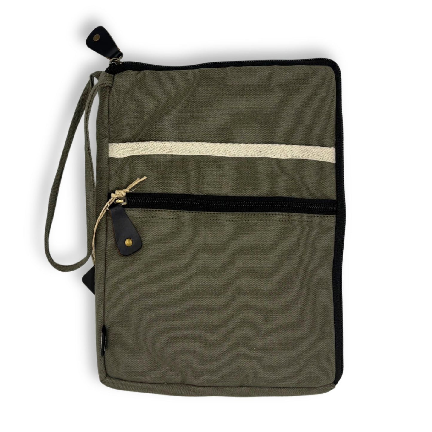 Large Canvas Laptop Sleeve - Olive
