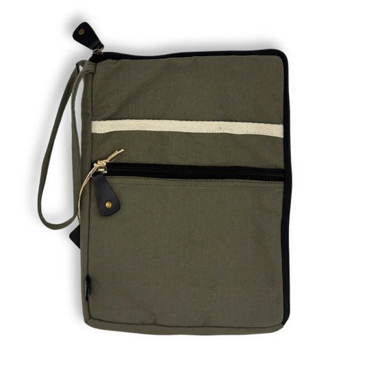 Large Canvas Laptop Sleeve - Olive