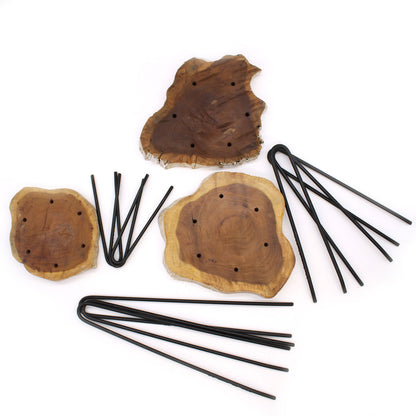 Juego de 3 maceteros de madera de Albasia - Tortugas