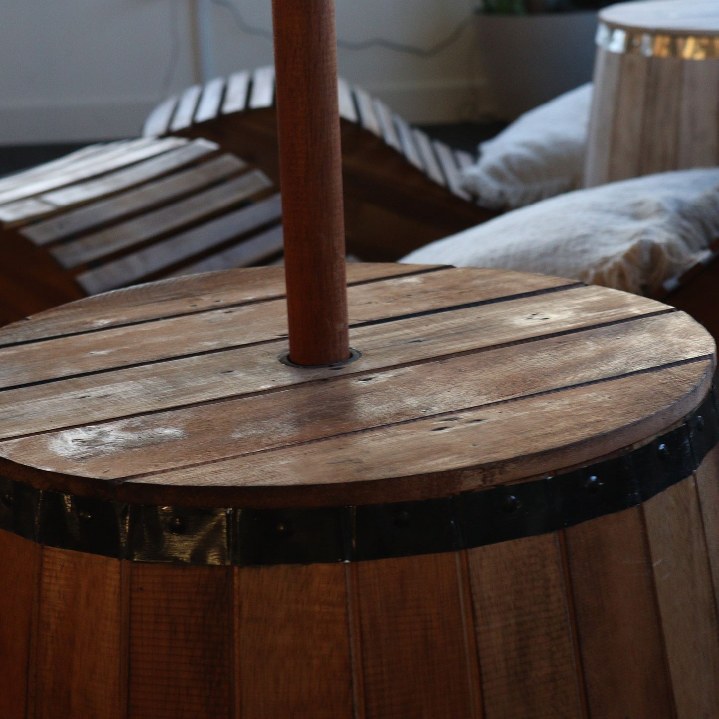 Beer Barrel Stool and Umbrella Stand - Natural