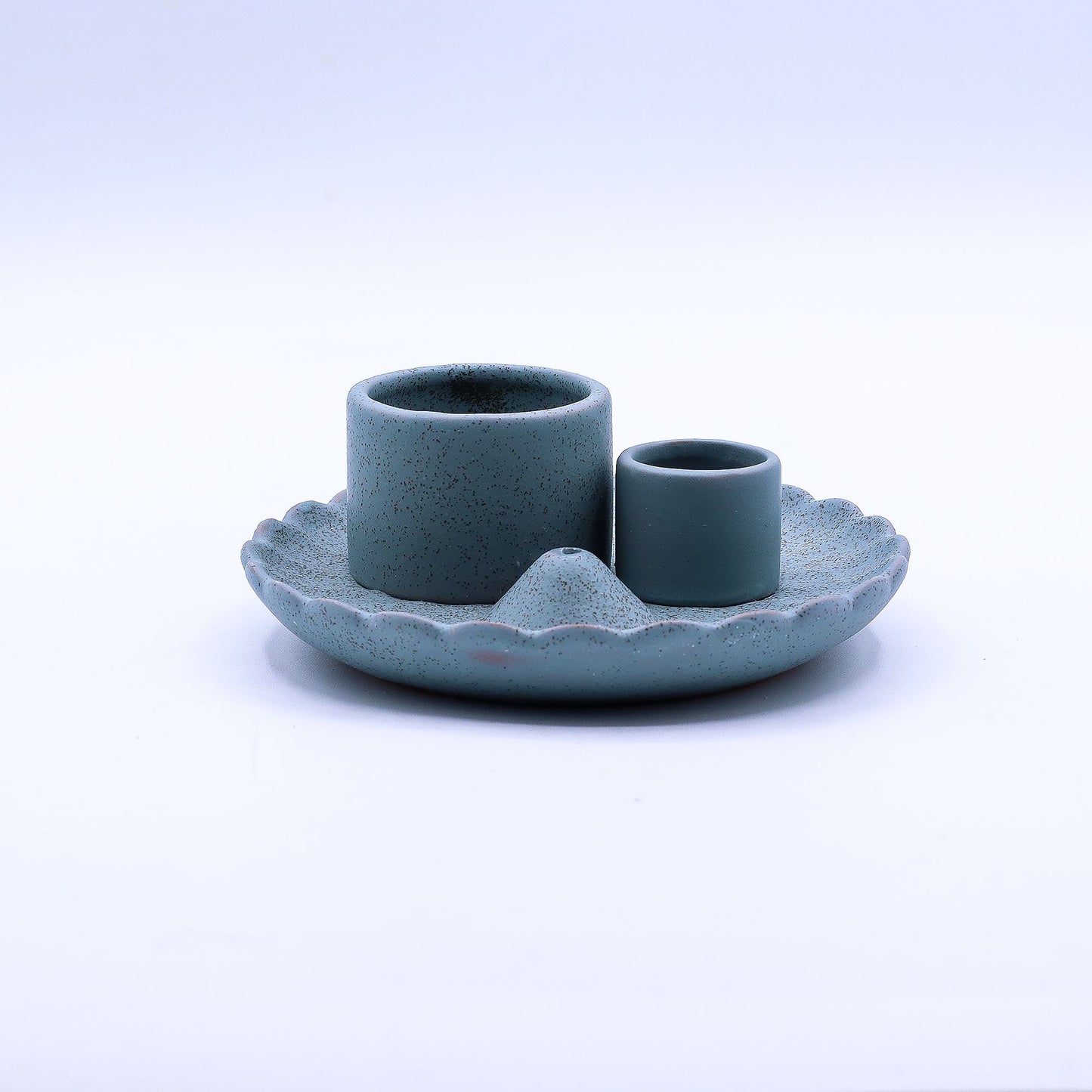 Ceramic holder for Palo Santo and Incense - Lotus Flower - Blue