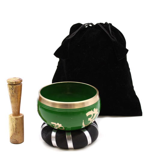 Tibetan Singing Bowl Set - Tree of Life - Green 10.7 cm
