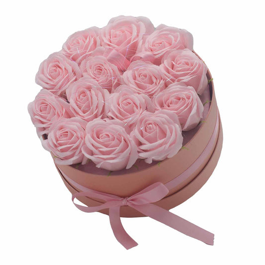 Gift Box - Soap Flower 14 Pink Roses - round