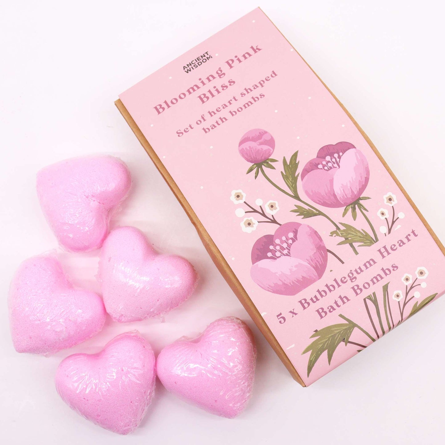 Blooming Pink Happiness Heart Bath Bomb Set