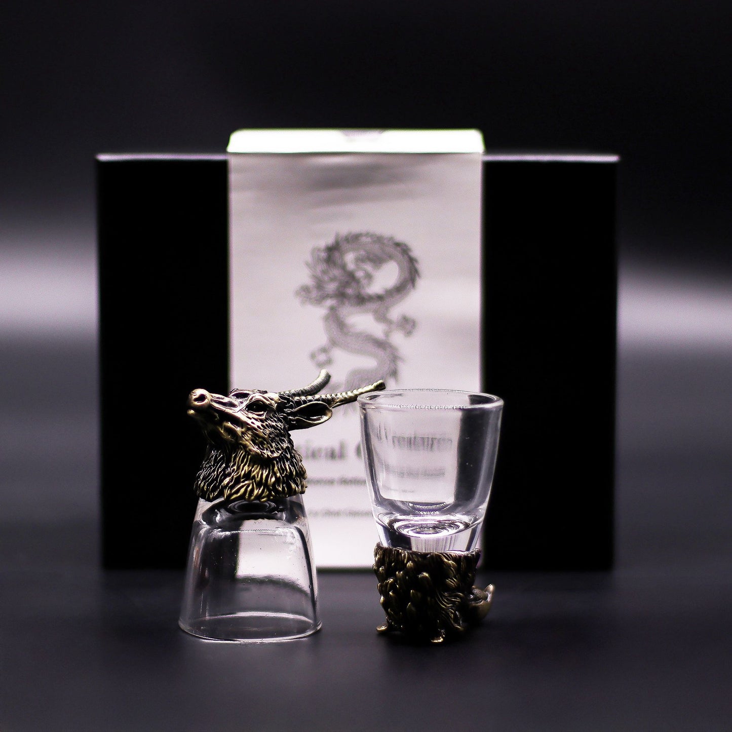 Gift set of 6 shot glasses (50 ml) - Wild Forest Creatures - Antique Bronze