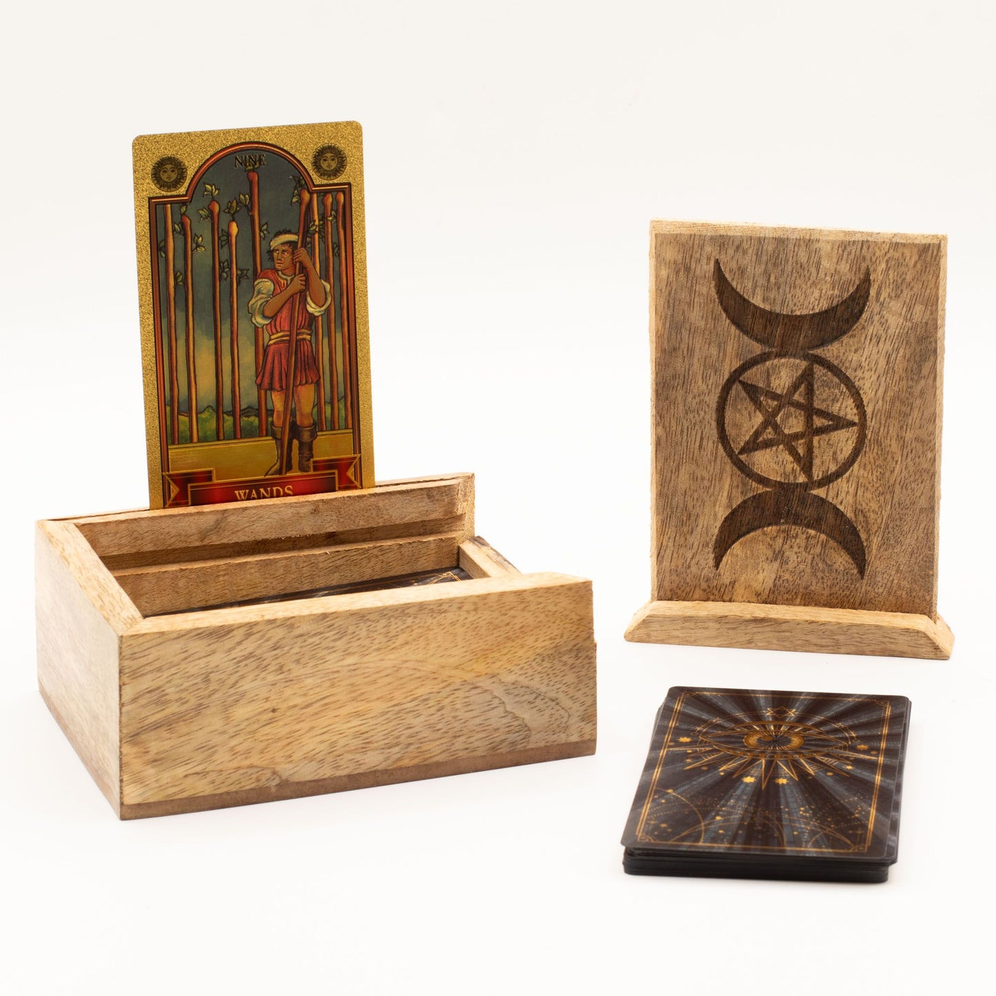 Pequeña caja de Tarot con soporte para cartas