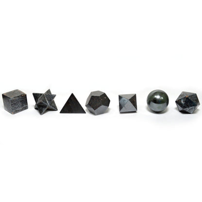 Juego geométrico de siete piezas de ágata negra