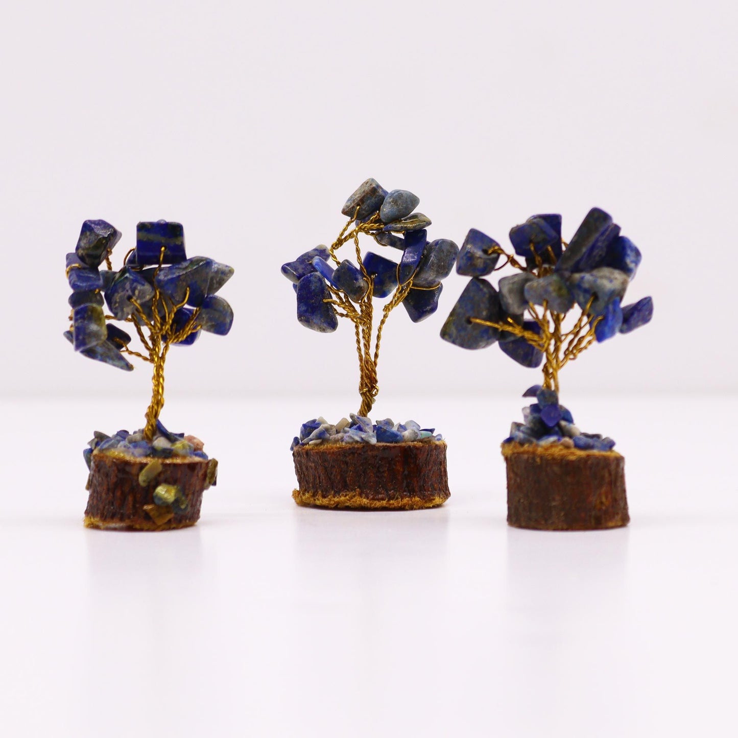 Mini arbre à pierres précieuses sur socle en bois - Sodalite (15 pierres)