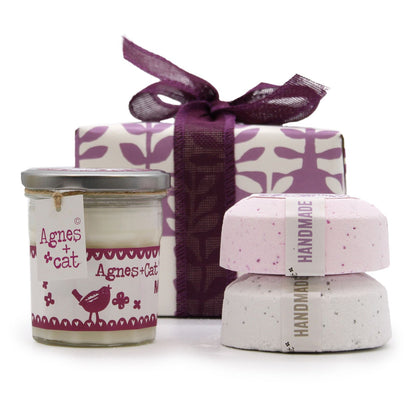 Gift Set: Provence Bath Bombs &amp; Tea and Roses + Moonstone Candle