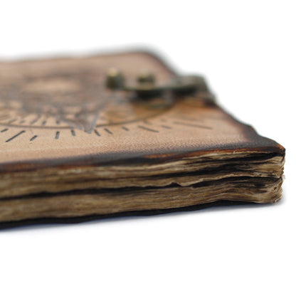 Pentagon and Skull Leather Notebook Burnt Sheets