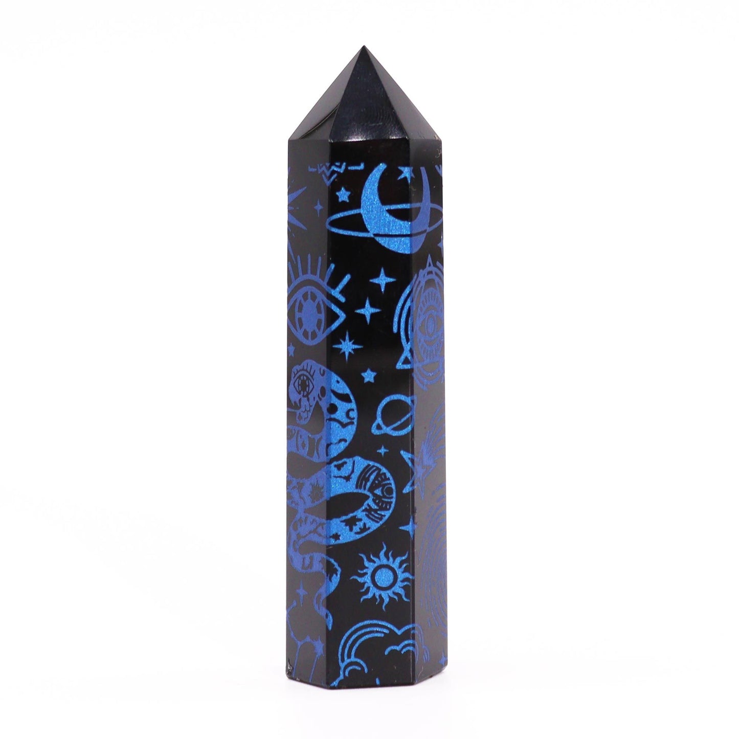 Black Obsidian Points (approx 60-70 gm 9cm) - Mystical History - Dark Blue