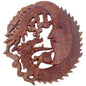 Carved Wood Panel - Moon and Dragon Face - 30cm