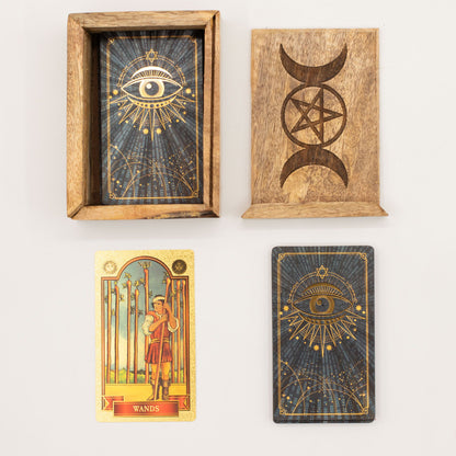 Pequeña caja de Tarot con soporte para cartas