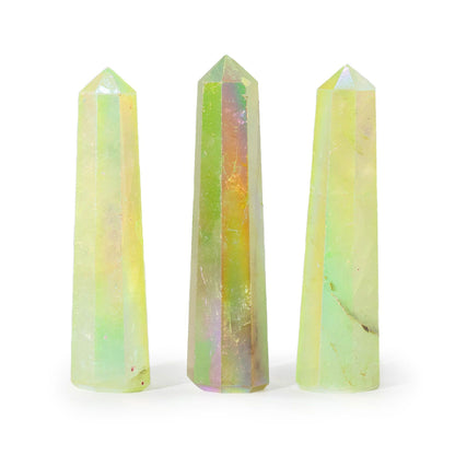 Puntas de obelisco de piedra preciosa aproximadamente 9 cm - Aurura cristal de cuarzo - Verde claro