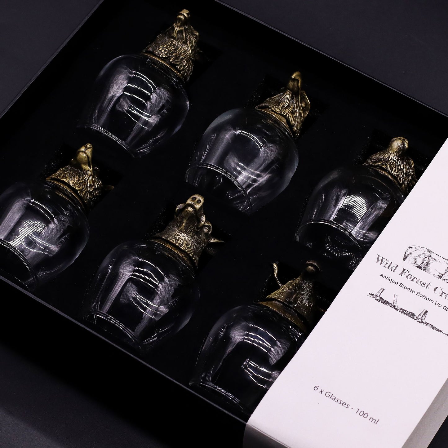 Gift set of 6 glasses (50ml) - Mystical Creatures - Antique Bronze